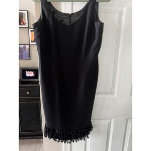 NIPON BOUTIQUE Black Petite Sheath Dress Sequin Fringe Cocktail Party Womens 10P